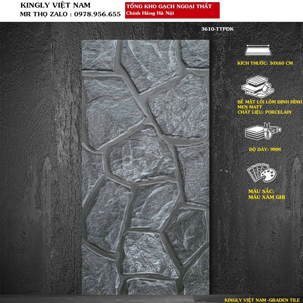 Gạch ốp tường ngoài trời 30x60 3610